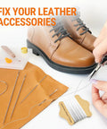 VONEEDL Upholstery Repair Kit: white waxed thread and 11 needles for leather; brown boot and sewing tools shown
