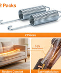 Top Shelf Replacement Recliner Sofa Chair Mechanism Tension Extension Springs Built Legit To Run Smooth On Demand Instant Comfort Restore Kit Two Pack Bundle two stainless steel springs with hooks.