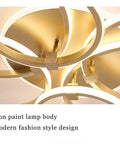 Gold acrylic rings of 40W Modern Ceiling Light With 2 Ring Design Dimmable Flush Mount Fixture Remote Control Chandelier.
