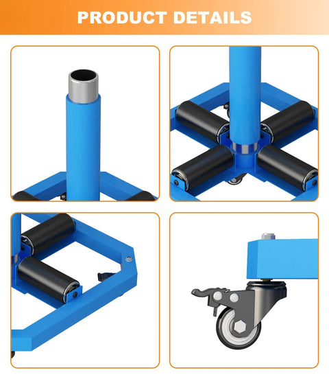 Heavy Duty Cable Reel Turntable For Cord Storage And Dispenser Industrial Steel Wire Rack Caddy close-up details of wheels and frame
