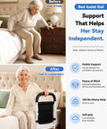 Woman using Beefy Heavy Duty Bed Rails For Seniors Safety Adjustable Bed Guard Rail For Fall Prevention Up To 350 Pound Capacity