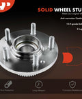 Close-up of Two Rear Wheel Bearing And Hub Assembly Set With ABS Ring For Hyundai Santa Fe 2001-2006 FWD Only, showing durable five-lug steel construction with anti-corrosion coating.