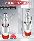 Three Way Air Hose Splitter With Red Manifold And Quarter Inch NPT Connections Pro Grade Industrial Swivel Plugs