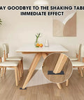 Dining table stabilized with 80 Piece Solid Plastic Shims For Leveling Black Drywall Shim Set With Three Sixty Fourths Of An Inch.
