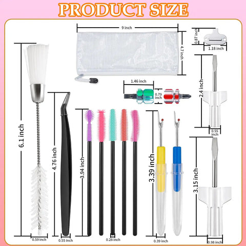 All In One Sewing Machine Cleaning Kit With Tweezers Rippers Screwdrivers Double Headed Brush Lint Brush Silicone Brushes