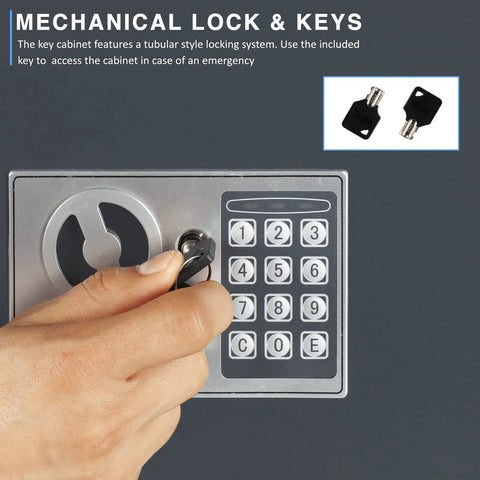 Hand operating digital lock on 40 Key Cabinet With Digital Lock Key Safe For Office And Valet Use, Heavy Duty 16 Gauge Steel Lock Box