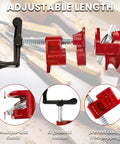 Eight Pack 3/4 Inch Pipe Clamps For Woodworking And Gluing Set Heavy Duty Cast Iron Pipe Clamp Fixture showing adjustable mechanism.