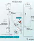 Diagram of Eight Inch Rainfall Showerhead With Exposed Faucet Set 3 Function Shower System With Easy Install Tub Spout.