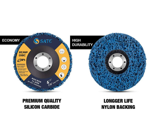 Blue Silicon Carbide Strip Discs Set of 5 for Paint Removal and Rust Cleanup on an Angle Grinder, 4-1/2 Inch by 7/8 Inch, product view.