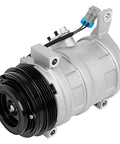 Premium Vehicle Air Conditioner Compressor Unit With Integrated Clutch For Chevy Express 2500 3500hd And Cadillac Escalade No Sweat Cooling Straight Bolt Swap side view showing black clutch and metal housing.