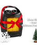 Portable 1500W/750W Ceramic Space Heater with PTC Quick Heat, wrapped with a red ribbon, next to holiday decorations.