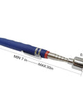 Powerful 20 Lb Telescoping Magnetic Pickup Tool With Four Claw Grabber And Bright LED Light, blue handle, telescopes 7-30 inches.