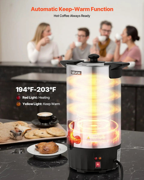 Big-Batch Coffee Urn 60 Cup 9 Liter Hot Beverage Dispenser With Dripless Faucet Fast Brew Stainless Steel Large Coffee Maker