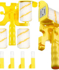 2 Sets Paint Edger Kit With Handheld Clean Cut Edger Roller Brush For Precise Room Wall And Ceiling Painting Includes Extra Replacement Rollers And Small Brushes Ideal For Indoors And Outdoors Easy To Use No Mess, showing yellow roller and brushes.