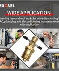 Combination image showing Olive Puller Tool For Brass Pipes Pro Grade Heavy Duty Pipe Olive Remover For NPT Fittings in use