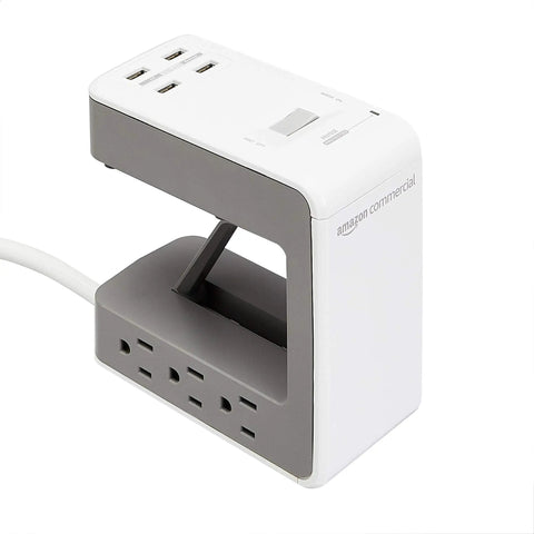 Must-Have AC And USB Desktop Power Hub With Surge Protection, 3 Outlets And 4 USB Ports, 6-Foot Heavy-Duty Cord