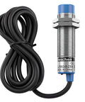Inductive Proximity Sensor Switch No Fuss 8mm Detection Distance Non Shield Type Three Wire NPN Normally Open 10 To 30 VDC 200 mA Output M18 Mount LJ18A3 8 Z BX Blue Body, with cable