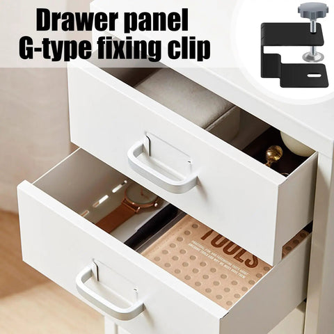 Multi Purpose Cabinet Installation Kit With Pro Grade Adjustable Drawer Jig And Locking Clamp Woodworking Fixture in use on white drawers
