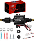 Beefy 12V Electric Fuel Pump Universal Transfer Pump Low Pressure 3 to 6 PSI with connectors and parts displayed