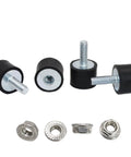 Road Warrior Style 4 Pack M6 Rubber Isolator Mounts Single Stud Shock Absorbers with Zinc Coated Steel Hex Locknuts