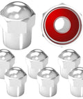 Brass Tire Valve Caps With Rubber Seal for Cars SUVs Bikes Trucks and Motorcycles Chrome Flat Top Round Top 8 Pack