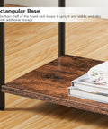 Freestanding 4 Tier Towel Rack And Blanket Display Stand with rustic brown shelf and black finish base for stability