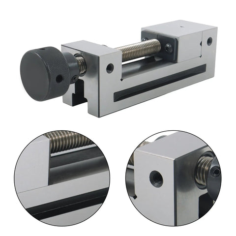 Dead Nuts Accurate Toolmaker Vise Featuring A Hella Solid 2 Inch Jaw Setup For Cnc Milling And Grinding close-up of adjustable screw mechanism.