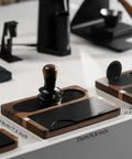 No Sweat Solid Wood And Non Slip Silicone Espresso Tamping Mat Fits All Standard 51 To 58 Millimeter Portafilters Catches Loose Grounds, 19cm x 25cm