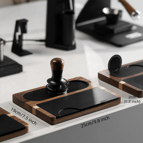 No Sweat Solid Wood And Non Slip Silicone Espresso Tamping Mat Fits All Standard 51 To 58 Millimeter Portafilters Catches Loose Grounds, 19cm x 25cm
