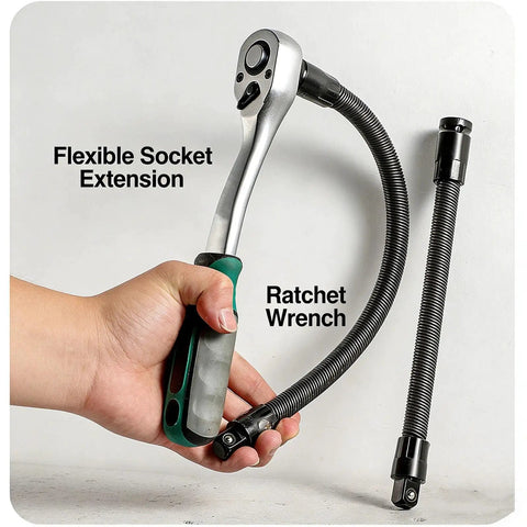 1/2 Inch Flexible Shaft Extension for Tight Spots, Torque Socket Extender and Ratchet Spanner Adapter, Hand Drive Tool