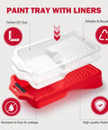11-Piece Foam Paint Roller Kit with 4-Inch Roller showing red magnetic tray with transparent liners, ideal for DIY projects
