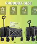 Heavy Duty Collapsible Wagon Cart For All Terrain Use With 100Kg Load Capacity Portable Folding Utility Wagon dimensions