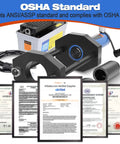 Rear Suspension Bushing Pro-Grade Master Tool Set With Air Hydraulic Pump, OSHA compliance certificates visible