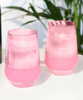 Freezable Stemless Wine Glasses With Secure Lids, double wall insulated chiller tumblers for grab and go vibes, 12 oz pink blush drinkware.