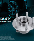 Front And Rear Wheel Bearing And Hub Assembly 5 Lug With ABS Compatible For Cadillac CTS XTS Camaro Impala 2008-2014 2018-2019 Hassle Free Direct Fit Replacement 513282 showing easy installation text