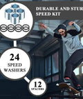 36 Piece Skateboard Bearing Spacers And Washers Hardware Kit For Most Trucks And Longboards Includes 24 Washers And 12 Spacers