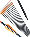 32 Inch Carbon Practice Arrows Set of 12 for Youth Kid Friendly Compound and Recurve Bow Orange Removable Nocks Target Practice