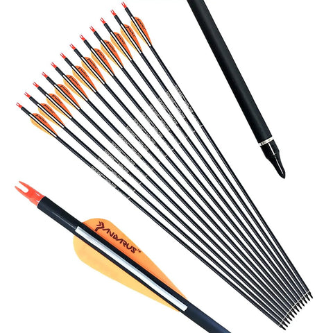 32 Inch Carbon Practice Arrows Set of 12 for Youth Kid Friendly Compound and Recurve Bow Orange Removable Nocks Target Practice
