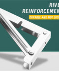 Heavy Duty 8 Inch Folding Shelf Brackets Set Of 6 For Wall Mounted Shelves Benches And Tables With No Brainer Install Triangle Reinforced Bearing System Delivers Stable Space Saving Support For Modern Homes showing rivet reinforcement, durable and not loose.