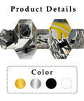Product details of Slick Abstract Line Coat Rack Wall Mount With Integrated Key Holder in black metal, showing assembly parts and color options.