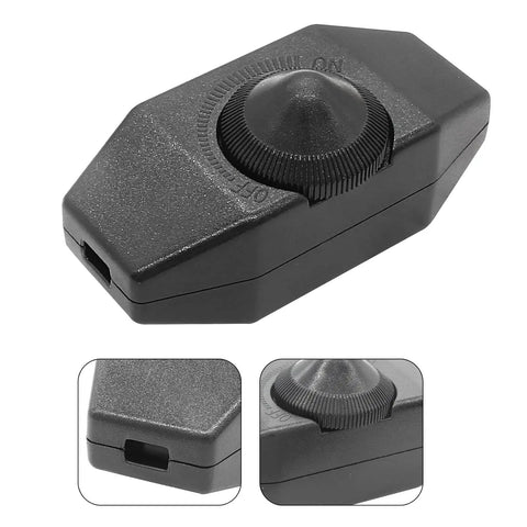 3 Pack Inline Rotary Dimmer Switch 110V Black For DIY Lamps Kit Soldering Required, black plastic housing with rotary on/off control