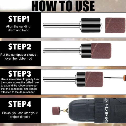 Step-by-step guide for using Pro Grade 890 Piece Sanding Drum Set For Drum Sander With 80 120 240 320 400 600 Grits