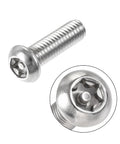 Top Tier M6x20mm Torx Security Pan Head Screws Paired With T30 L Wrenches forged from 304 stainless steel, close-up detail.