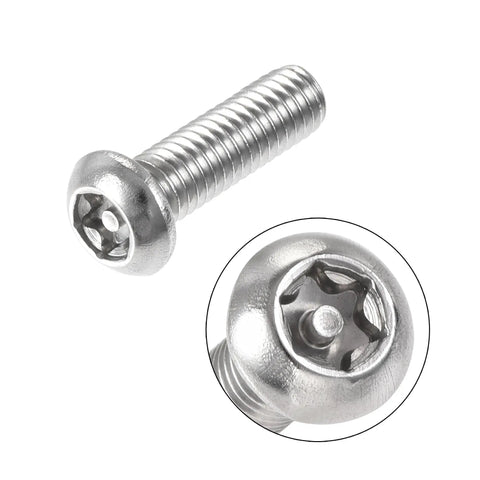 Top Tier M6x20mm Torx Security Pan Head Screws Paired With T30 L Wrenches forged from 304 stainless steel, close-up detail.