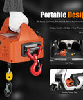 NOLANTISI 3-in-1 electric hoist winch, orange portable unit with red lifting hook and yellow pulley