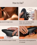 4 steps showing use of 3-In-1 Body Sculpting Machine With Red Light Vacuum Suction And Microcurrent at home with glide oil