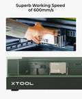 Front view of xTool S1 1064nm infrared laser module (2W, metal) installed in an engraving machine