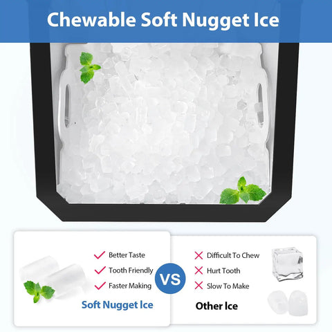 Countertop Nugget Ice Maker 55 Lbs Per Day With 3.6L Water Tank And 3.2 Lb Ice Basket Self Cleaning Pebble Ice Machine