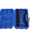 14Pcs Nut Remover Extractor Kit For Damaged Bolts And Rusty Nuts 3/8in Hex Socket Set in open blue storage box