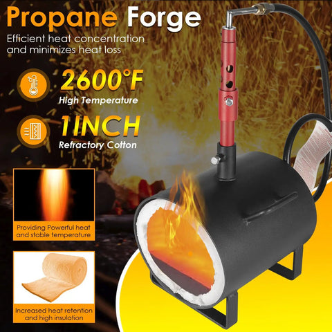 Portable Gas Forge For Blacksmiths With Single Burner Open Oval Hearth For Knife And Tool Making DIY Friendly Farrier Forge Tools